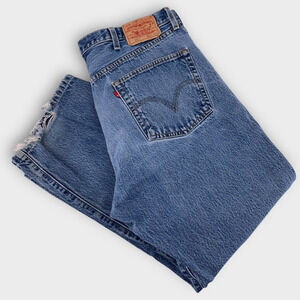 Vintage Levi's 501 Button Fly Red BLANK TAB Straight Leg 39x28.5" Blue Jeans Y2K